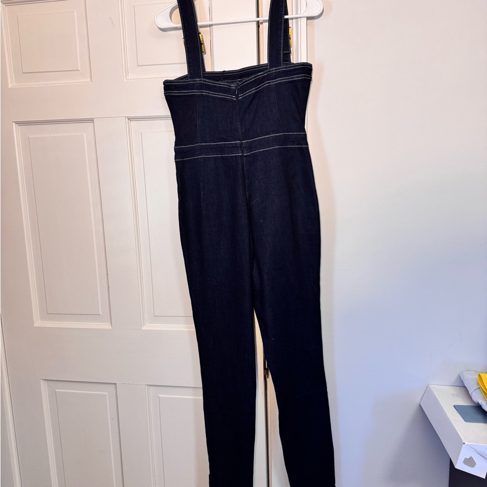 Women's Black Denim Jumpsuit - Picture 8 of 8